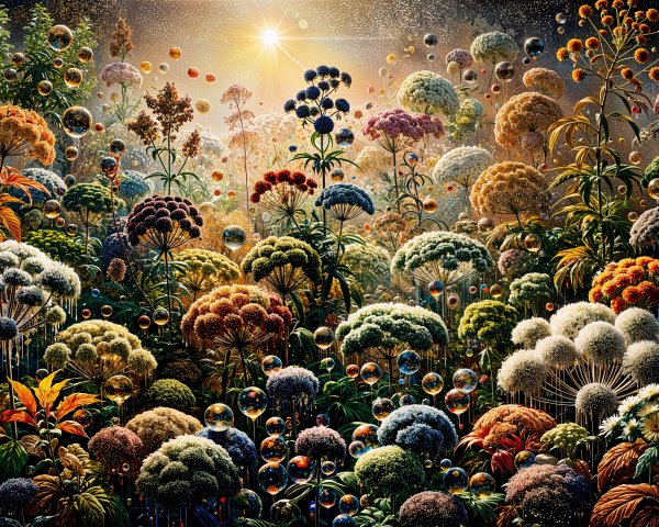 Vibrant Fantasy Landscape with Whimsical Flora