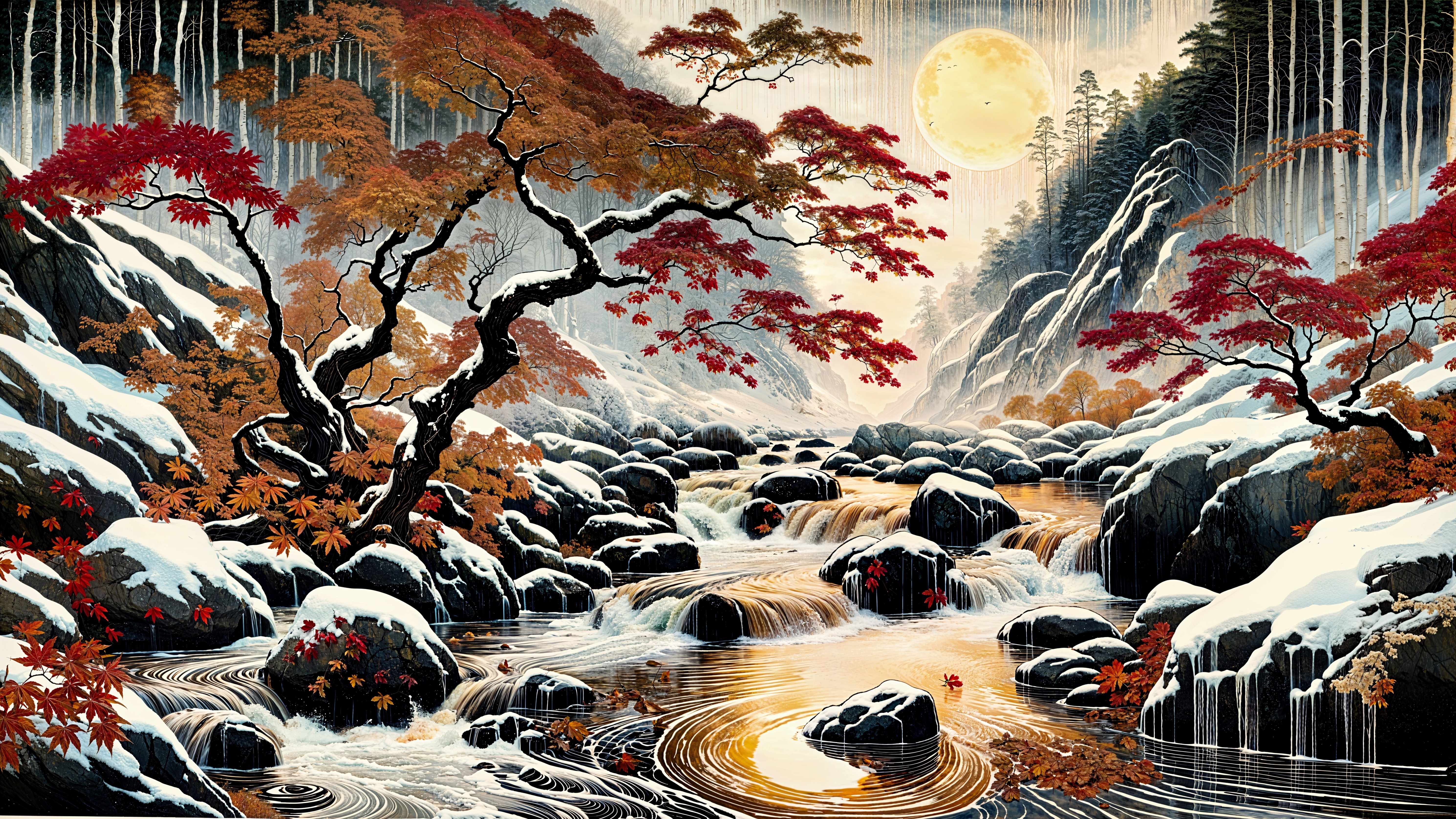 Tranquil Landscape with River and Autumn Colors