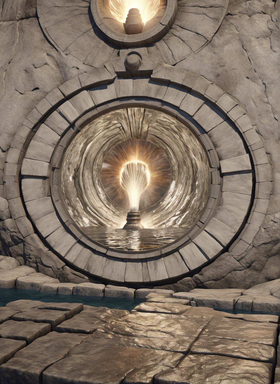 Ancient Carved Stone Wall with Circular Openings