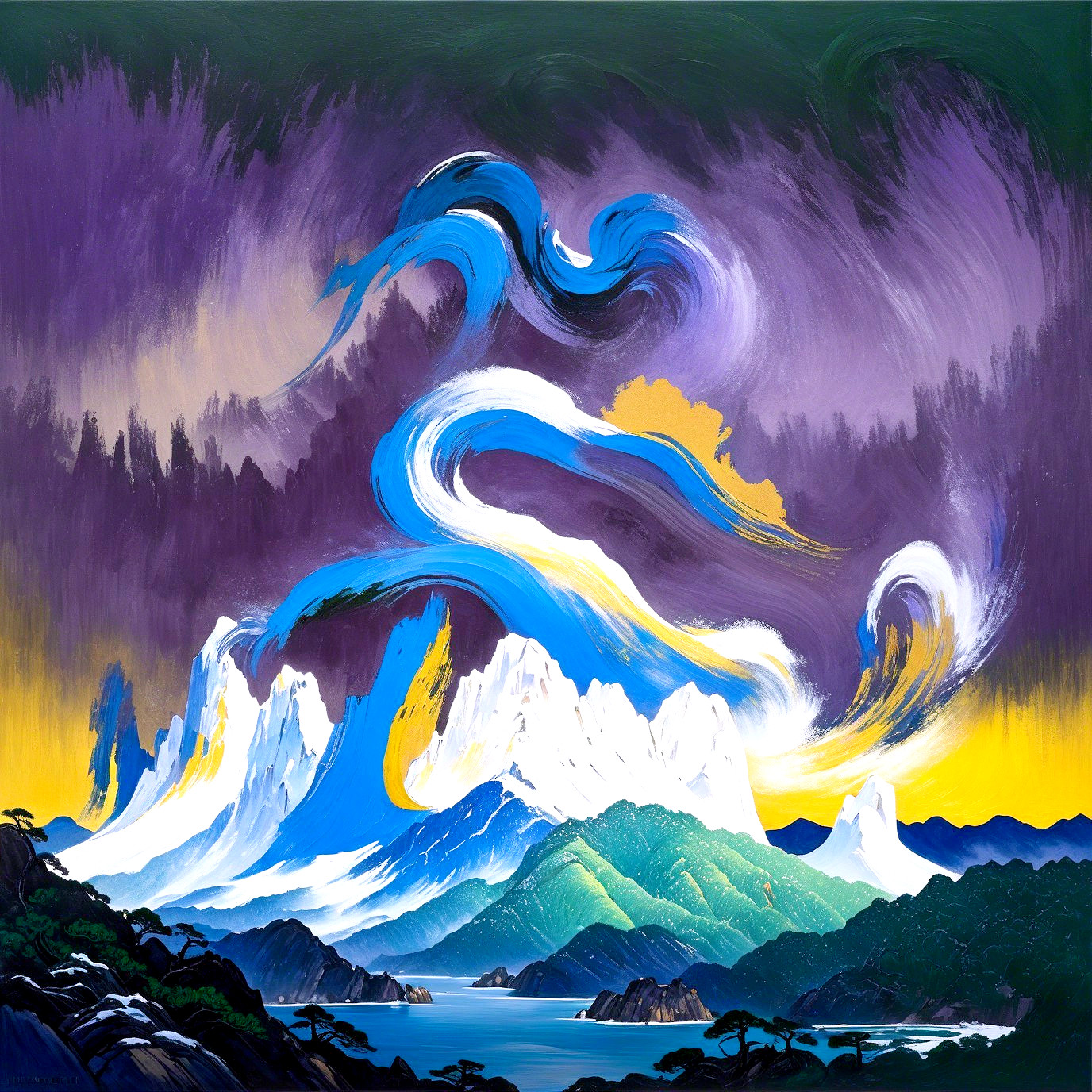 Vibrant Abstract Landscape in Oil Painting