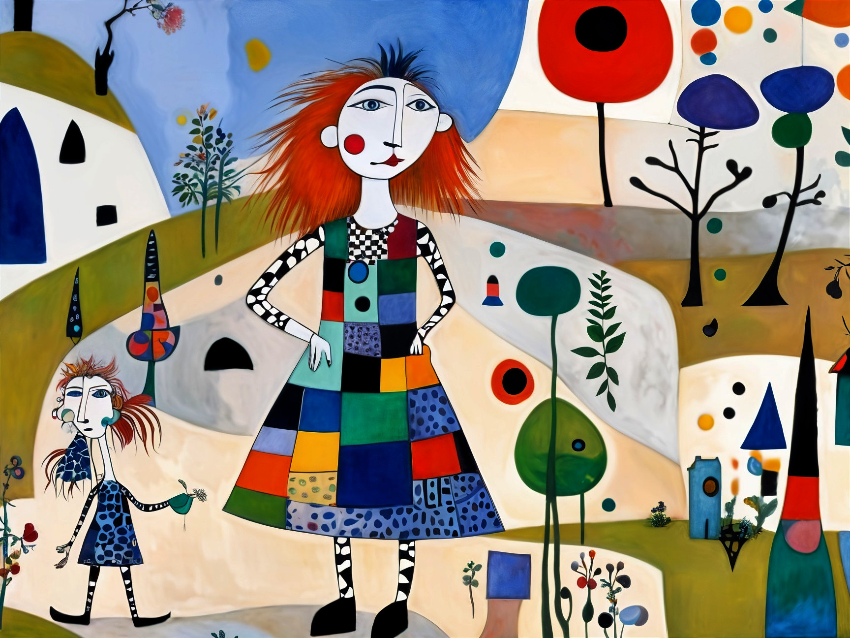 Whimsical Landscape with Colorful Abstract Shapes