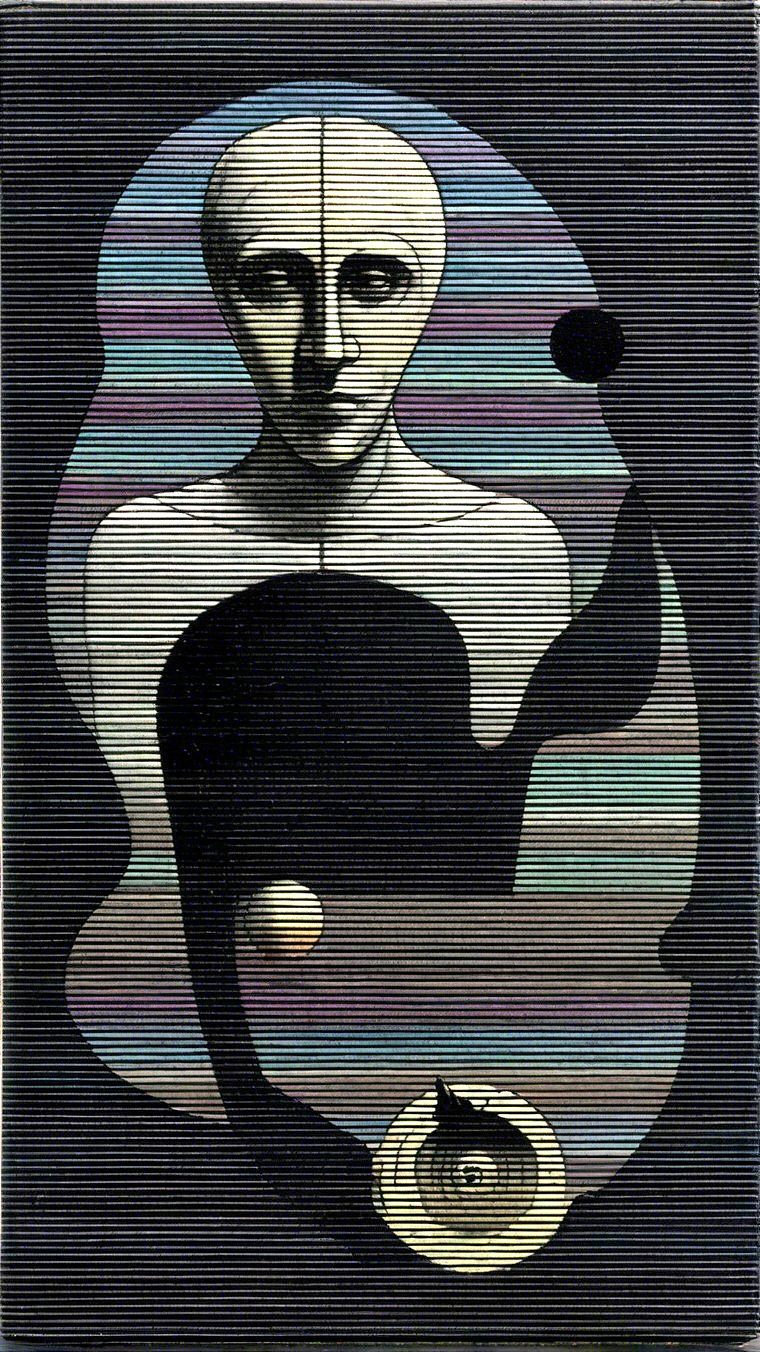 Abstract Humanoid Figure with Colorful Stripes and Shapes