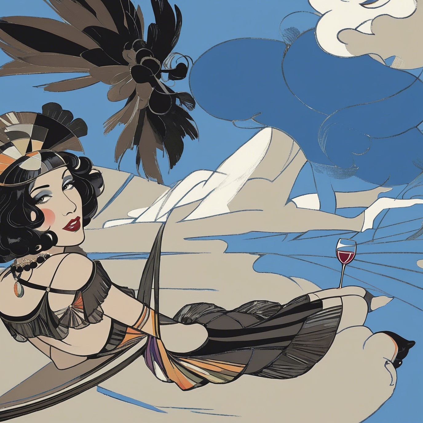 1920s Flapper Style Woman in Pastel Background