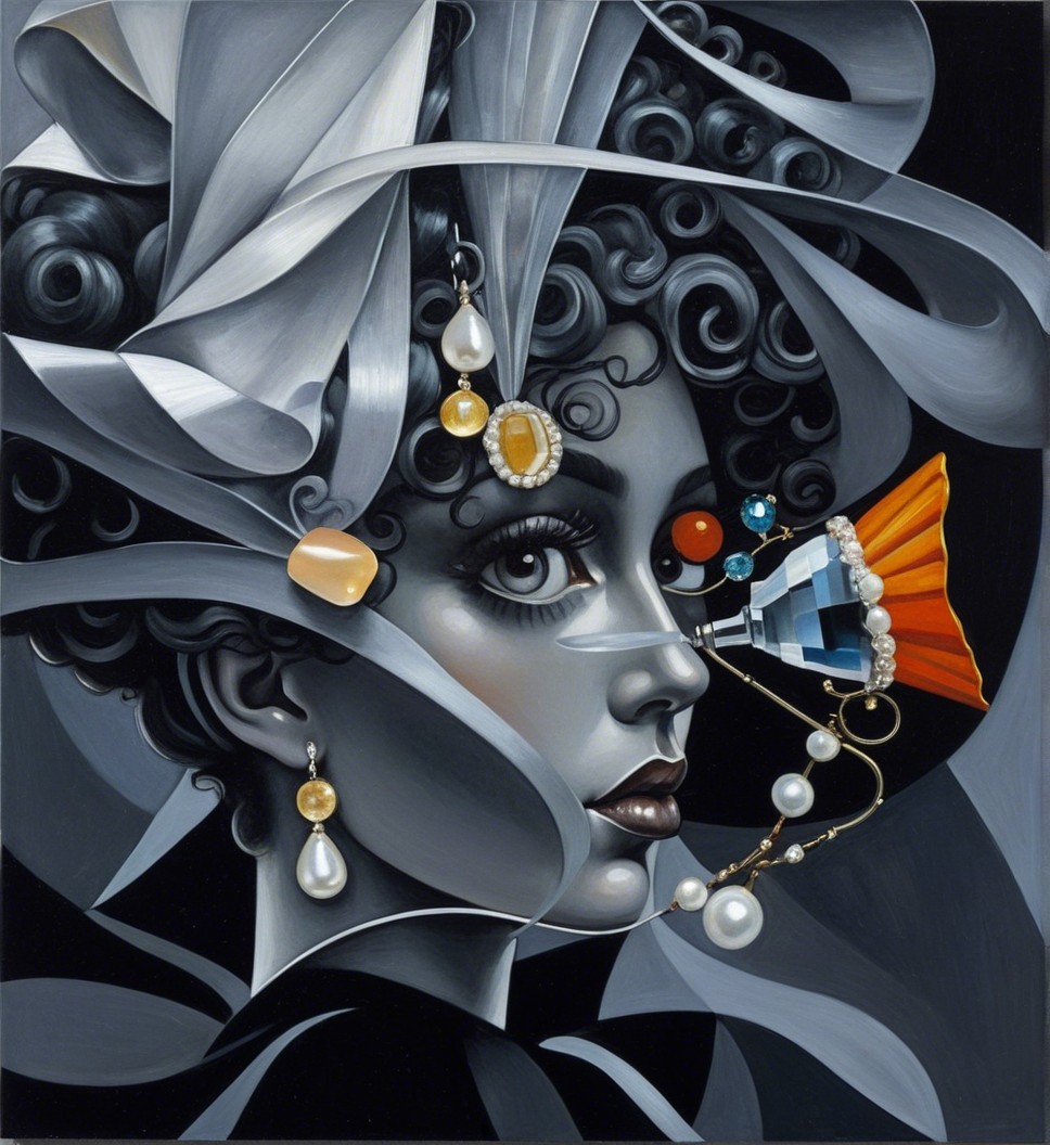 Portrait of a Woman with Curls and Elegant Jewelry