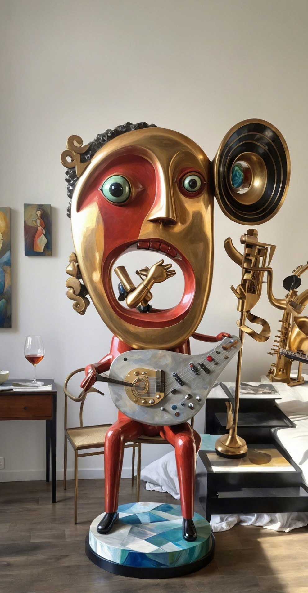 Oversized Whimsical Musical Sculpture in Stylish Room