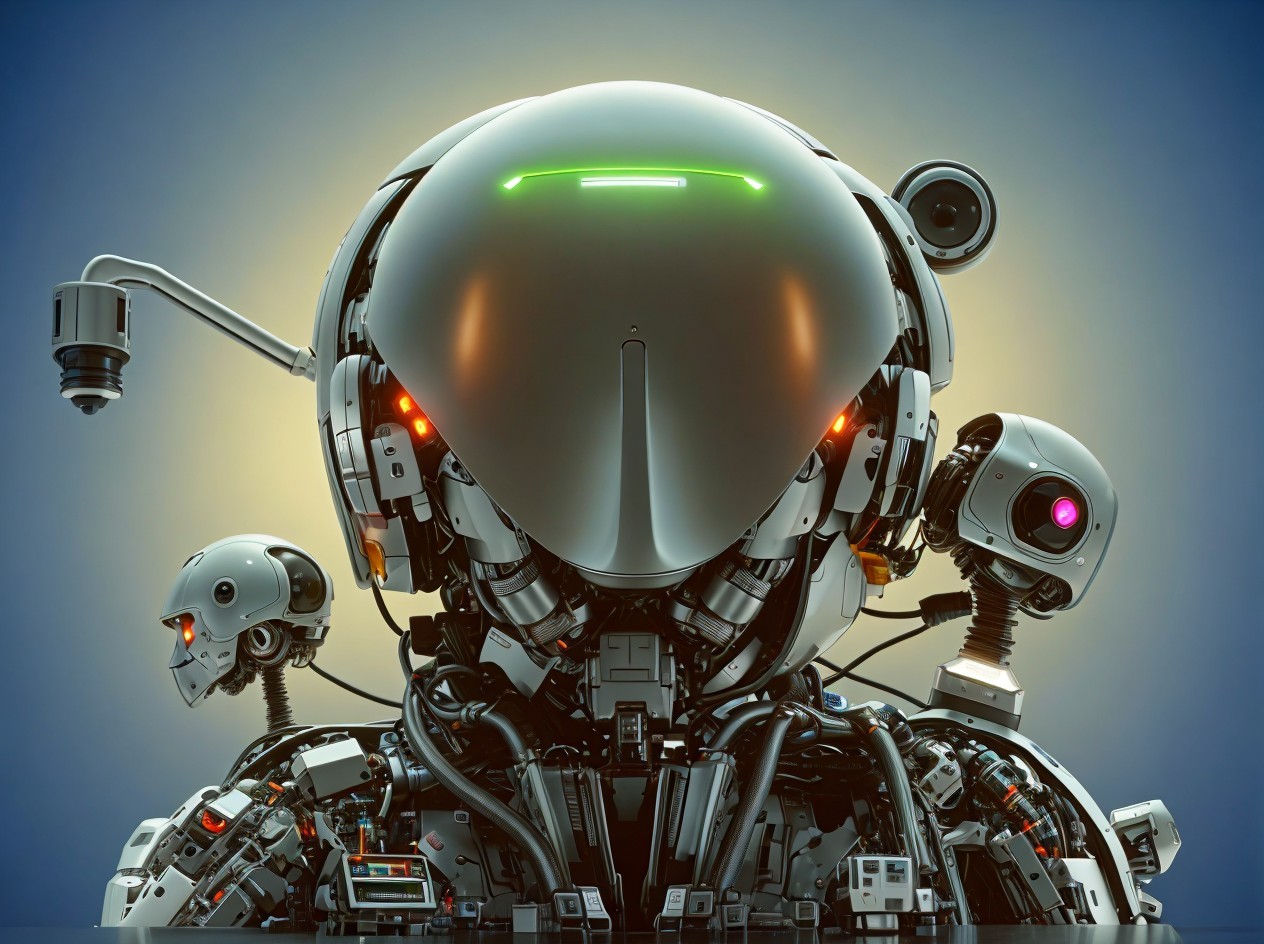 Futuristic humanoid robot with glowing accents and components