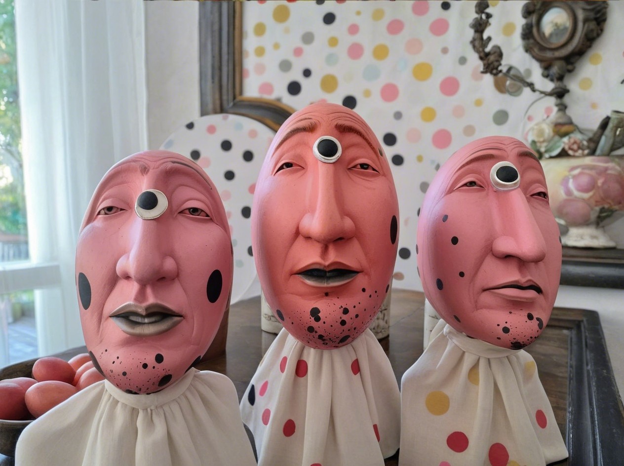 Abstract Figures with Distinct Expressions in Pink Shades