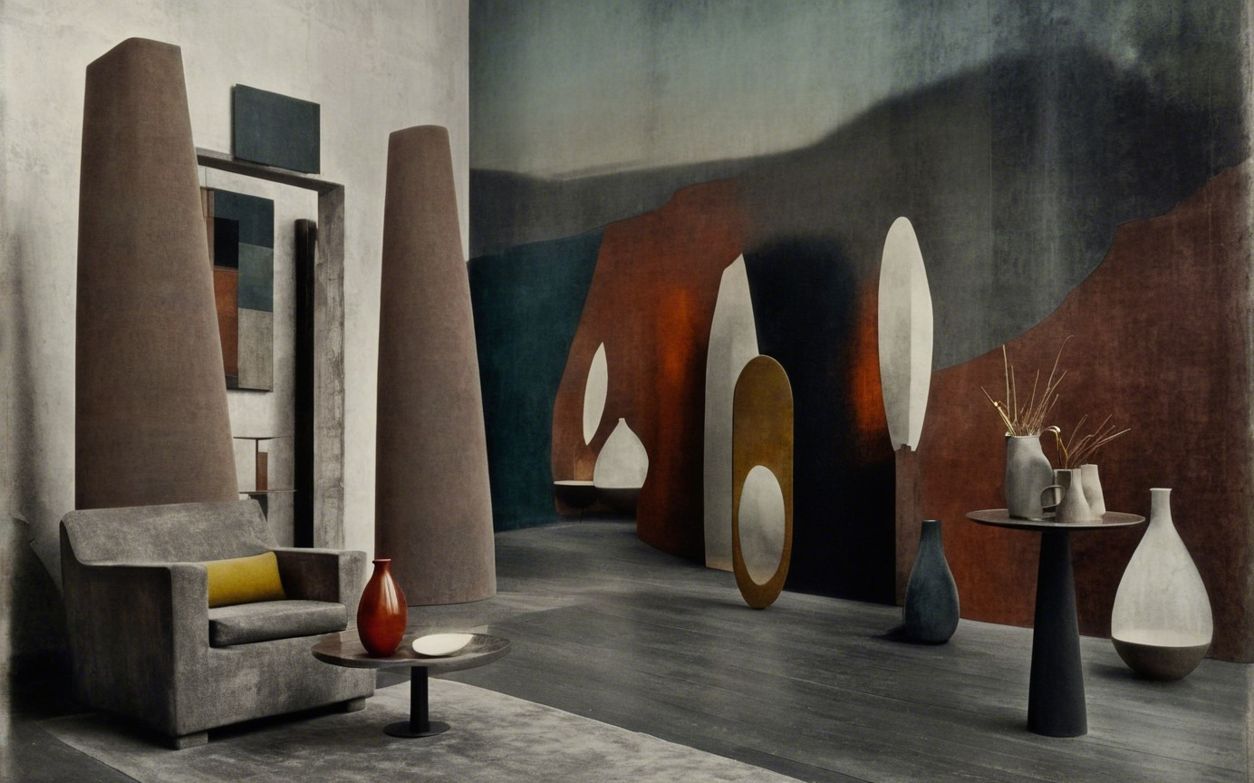 Modern Minimalist Interior with Sculptural Elements