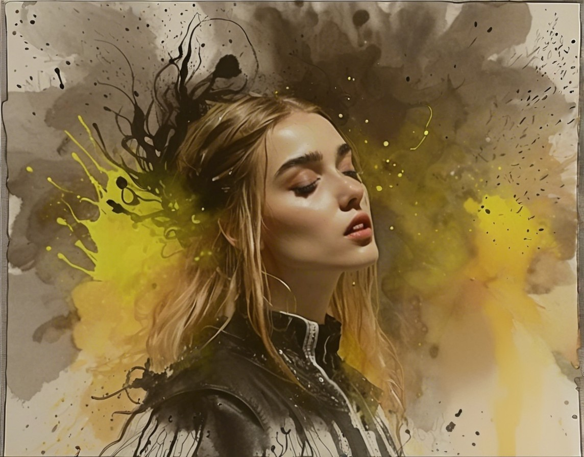 Portrait of a woman with blonde hair in vibrant colors