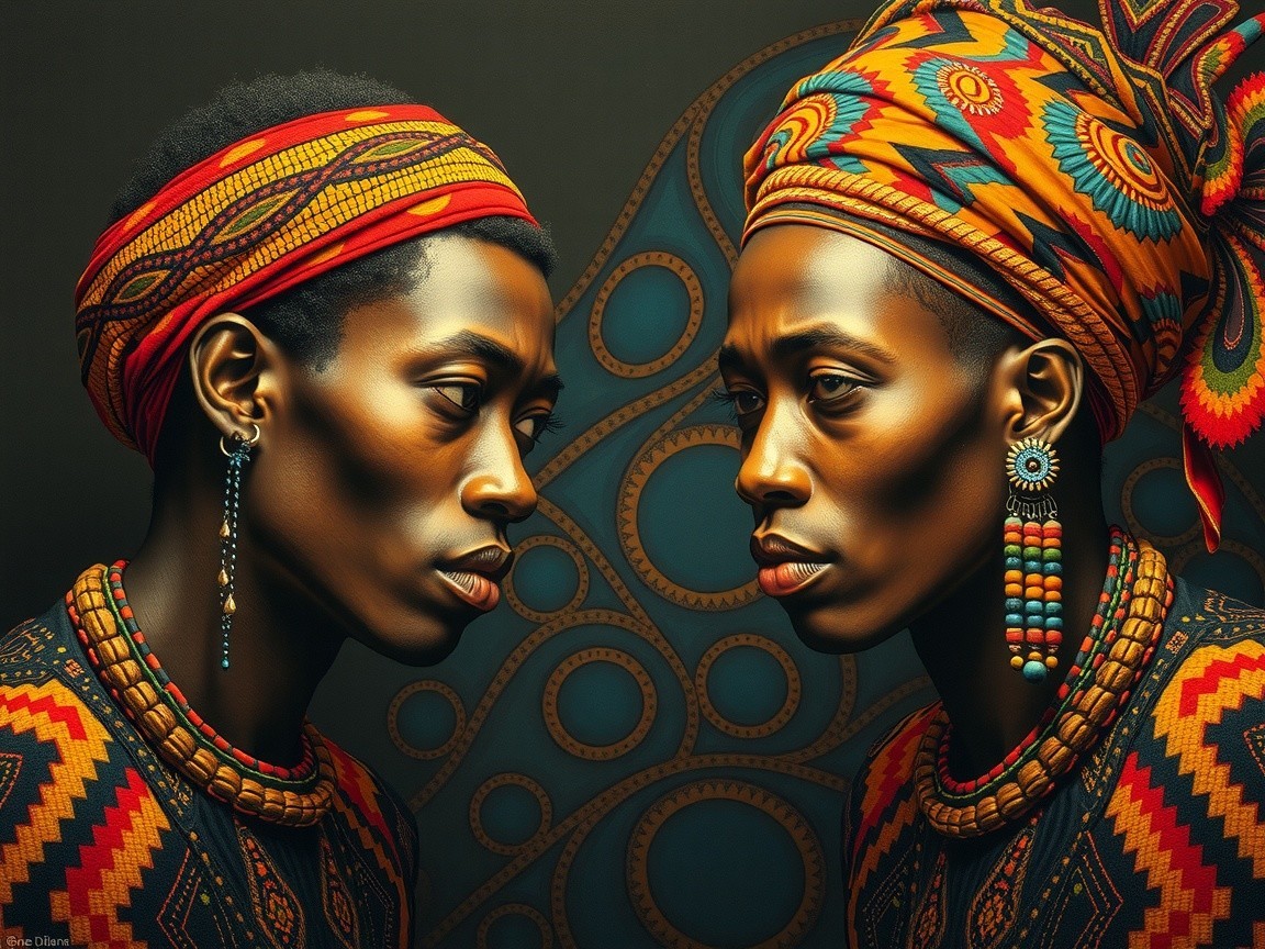 Vibrant Traditional Attire with Intricate Patterns