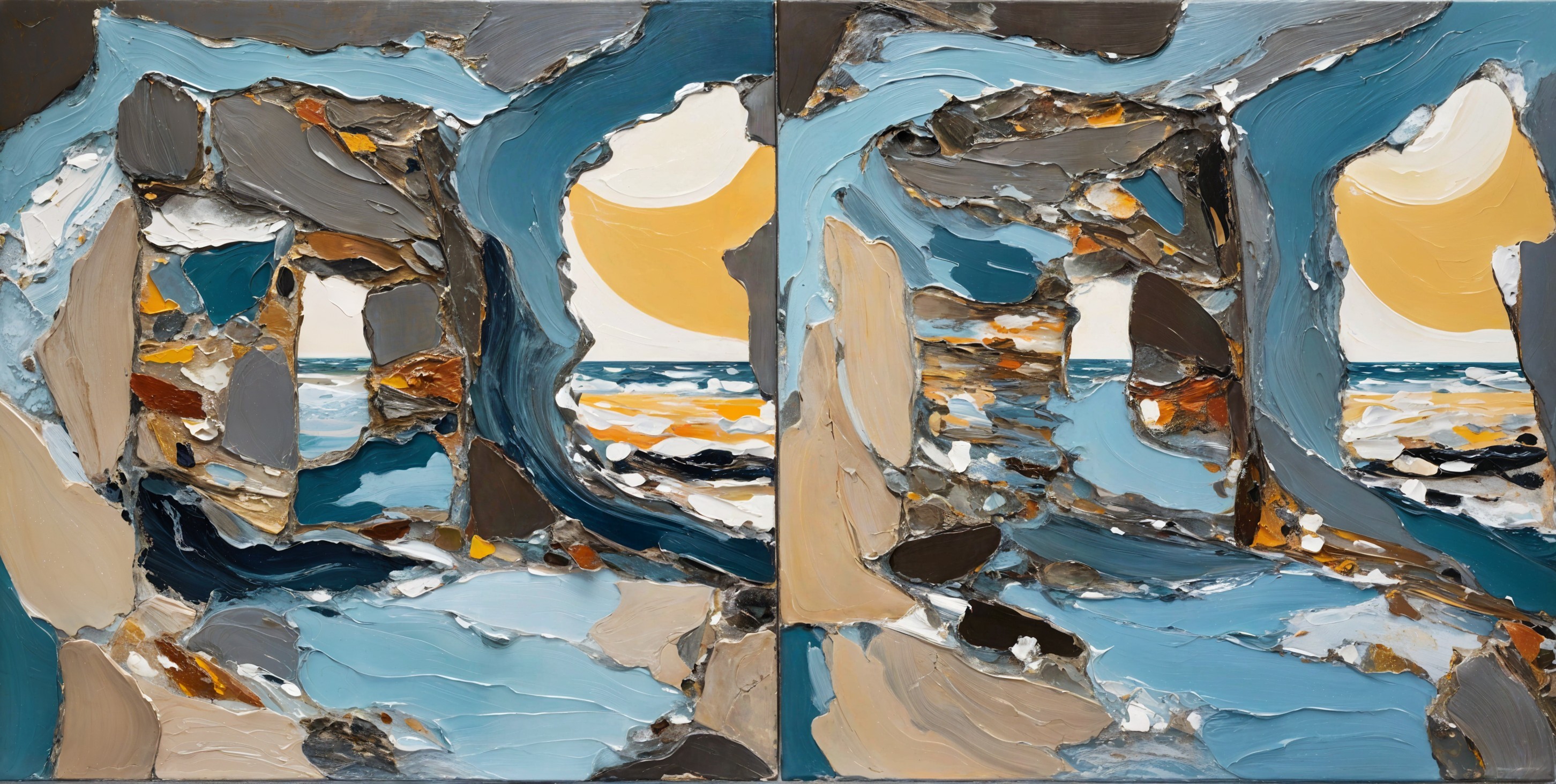 Textured Coastal Landscape in Two Panels