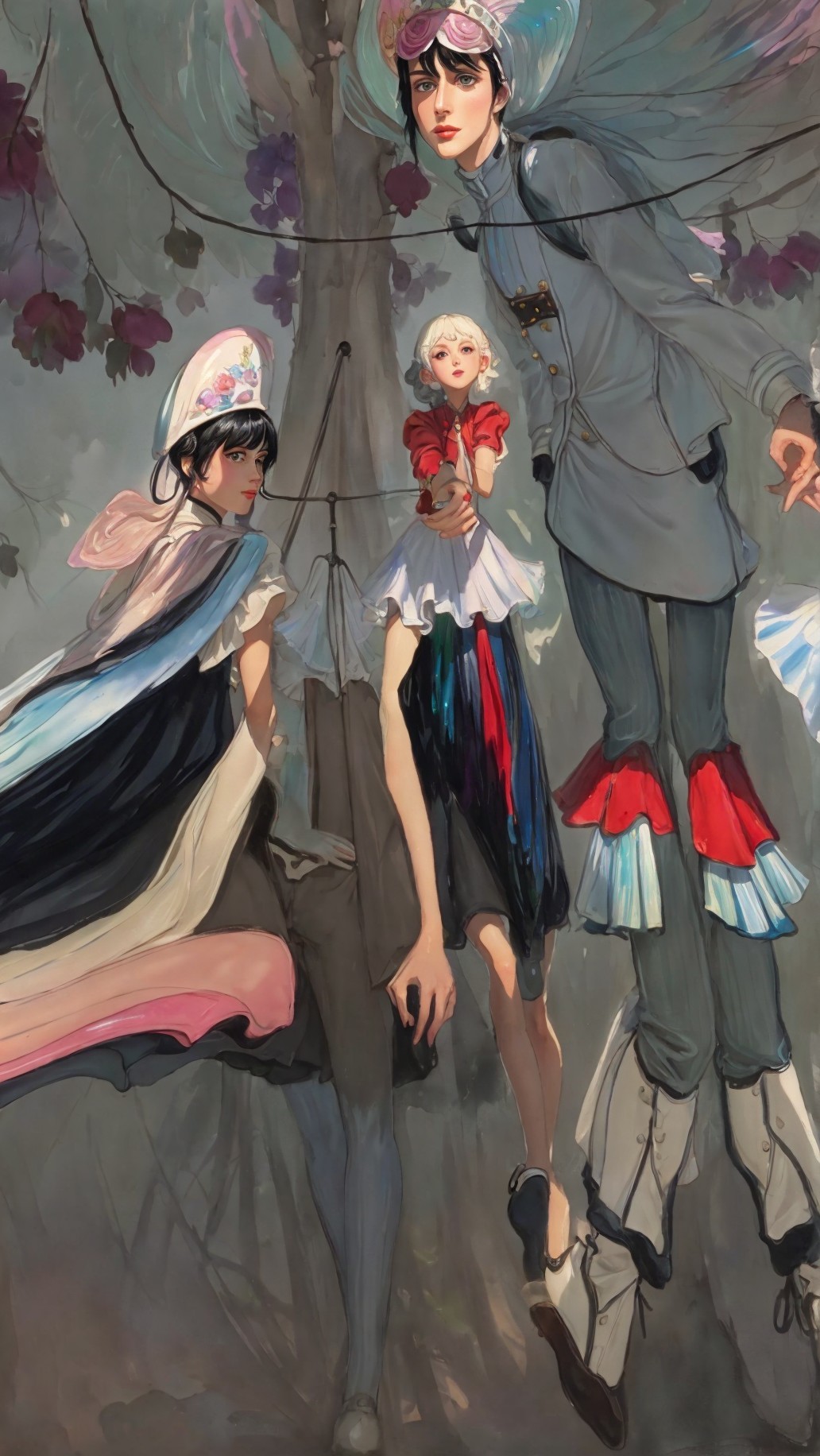 Elegant Figures in a Dreamlike Fantastical Scene