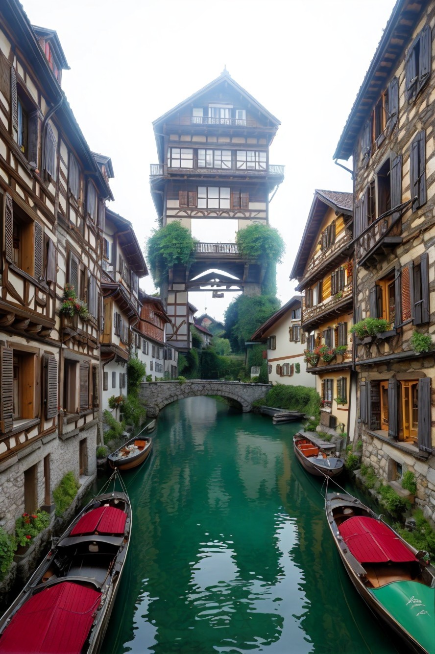 Picturesque Canal Scene in a Charming Village
