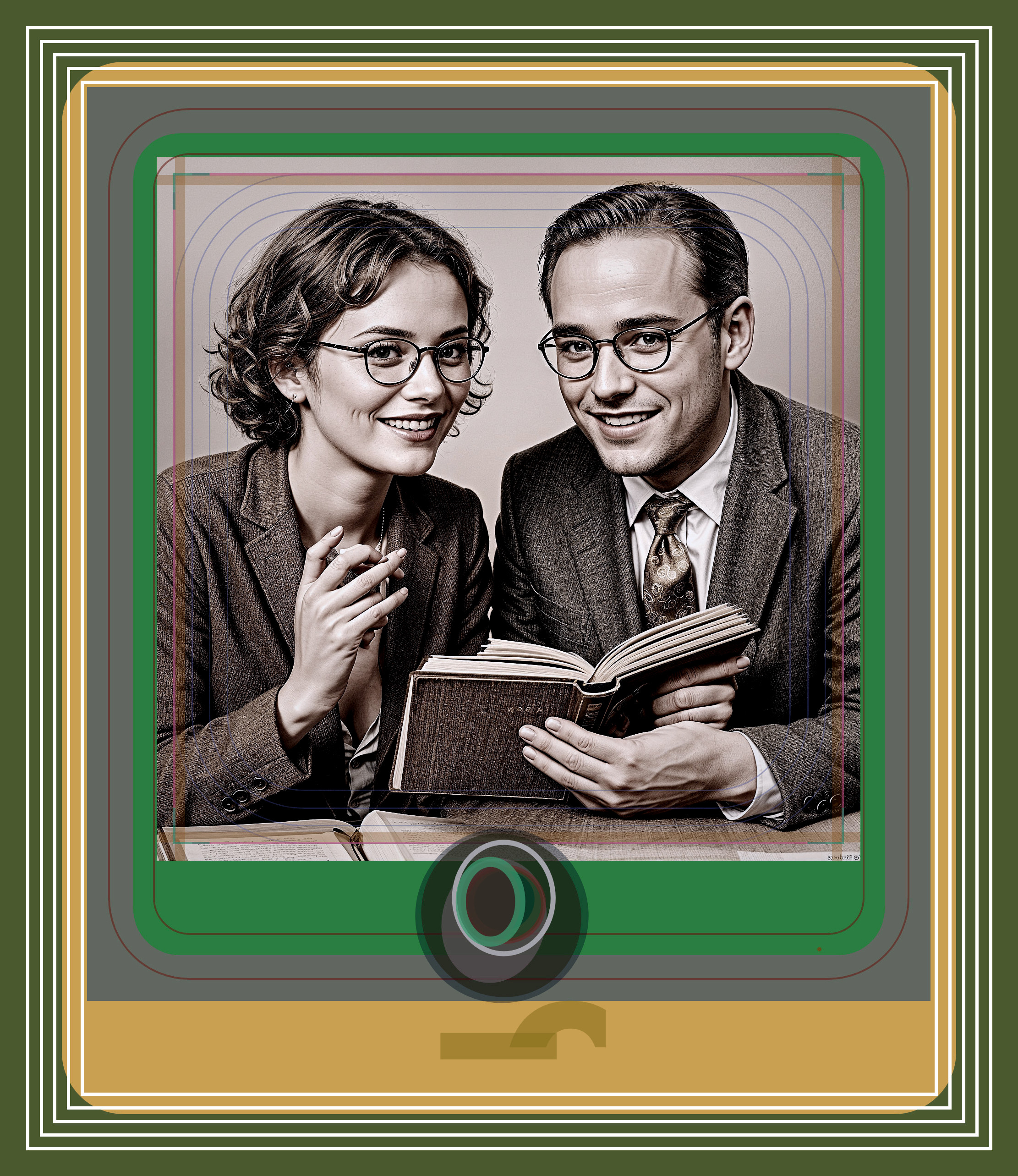 Vintage Photograph of a Smiling Couple at Table