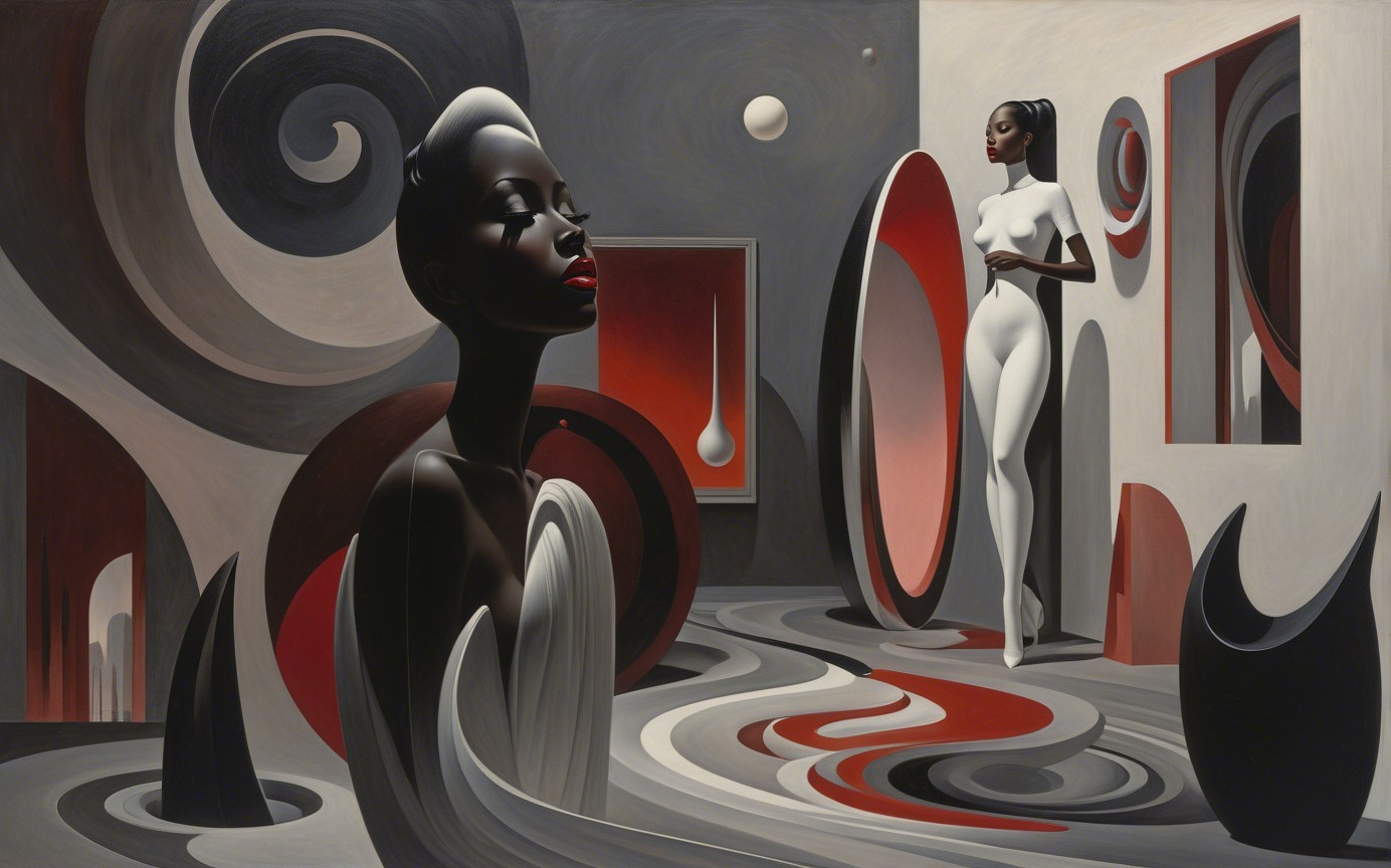 Abstract Composition with Stylized Figures and Colors