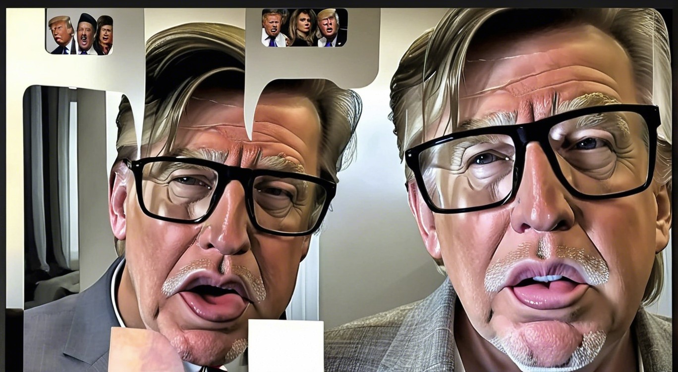 Caricature of a Man with Glasses and Humorous Expression