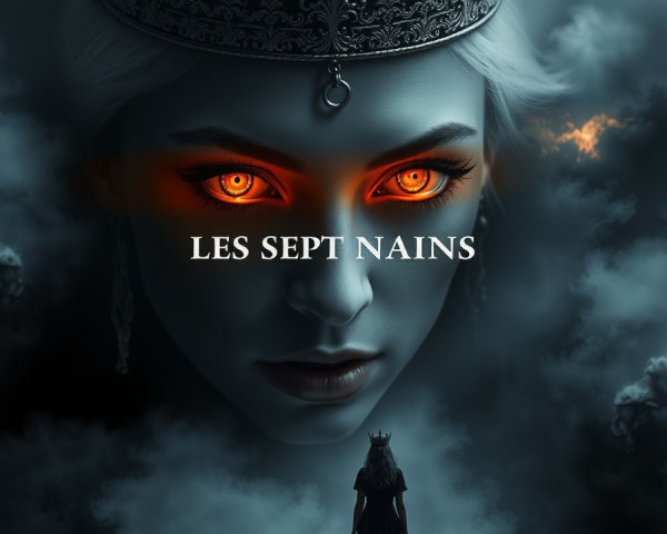 Fantasy image of a woman with glowing orange eyes