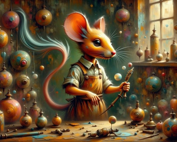 Whimsical Workshop with Playful Mouse Crafting Instruments