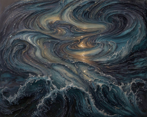 Abstract Ocean Waves in Dynamic Patterns and Colors