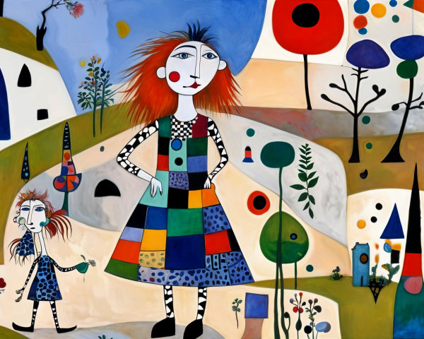 Whimsical Landscape with Colorful Abstract Shapes