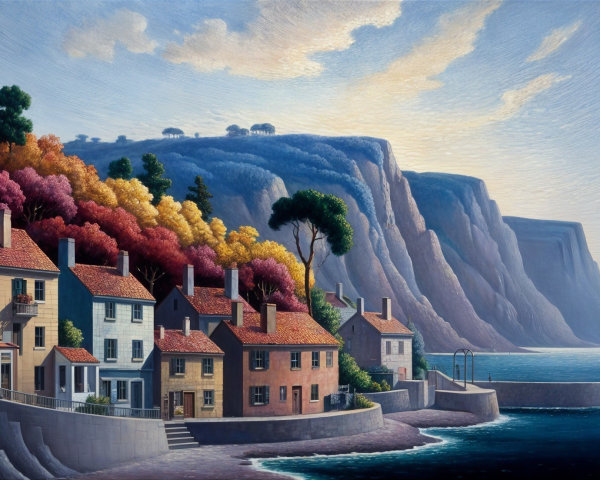 Charming Coastal Homes Amidst Autumn Foliage