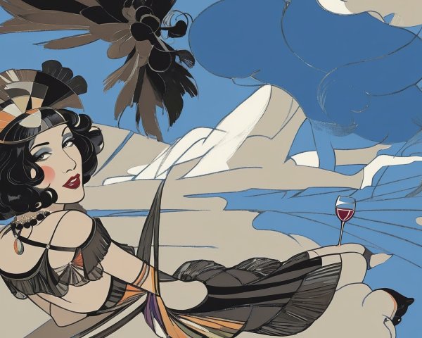 1920s Flapper Style Woman in Pastel Background