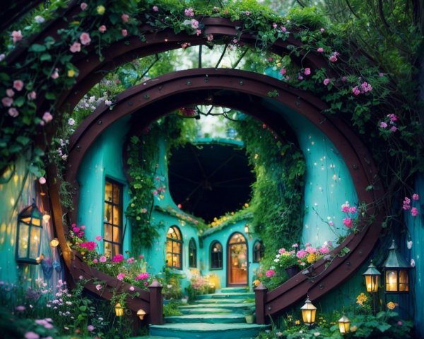 Charming Circular Building Surrounded by Lush Greenery
