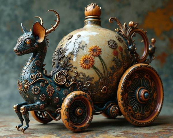 Whimsical Teapot Designed as a Decorative Cart