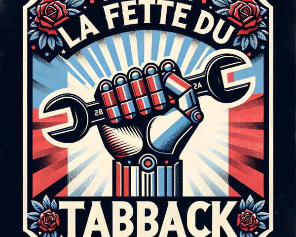 Bold Illustration of Fist with Wrench and Roses