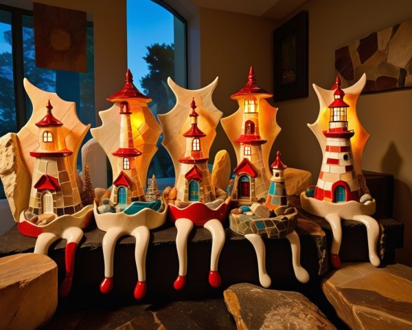 Decorative Lighthouse Lamps with Unique Designs and Colors