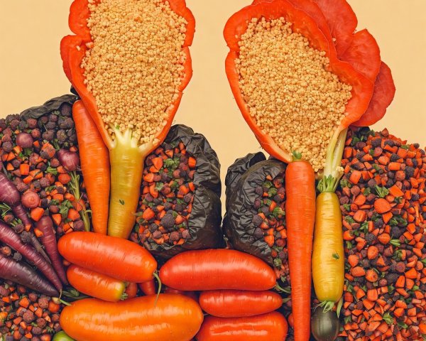 Vibrant Arrangement of Colorful Vegetables and Flowers