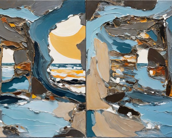 Textured Coastal Landscape in Two Panels