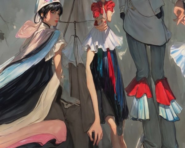 Elegant Figures in a Dreamlike Fantastical Scene