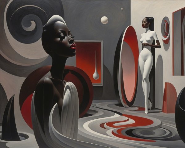 Abstract Composition with Stylized Figures and Colors