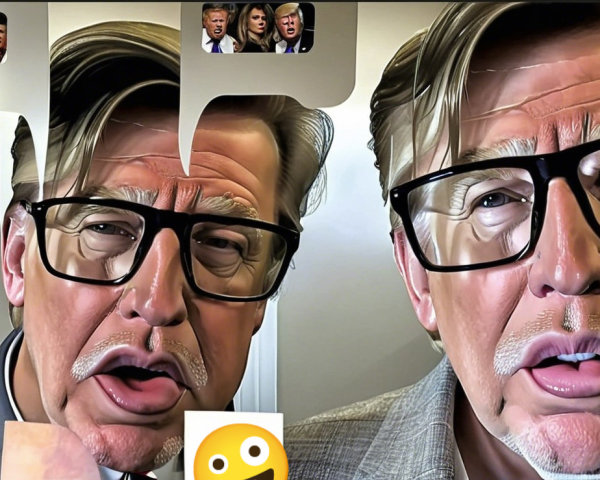 Caricature of a Man with Glasses and Humorous Expression
