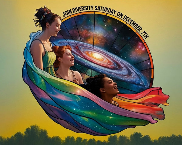 Vibrant Mural of Women in a Galaxy Landscape