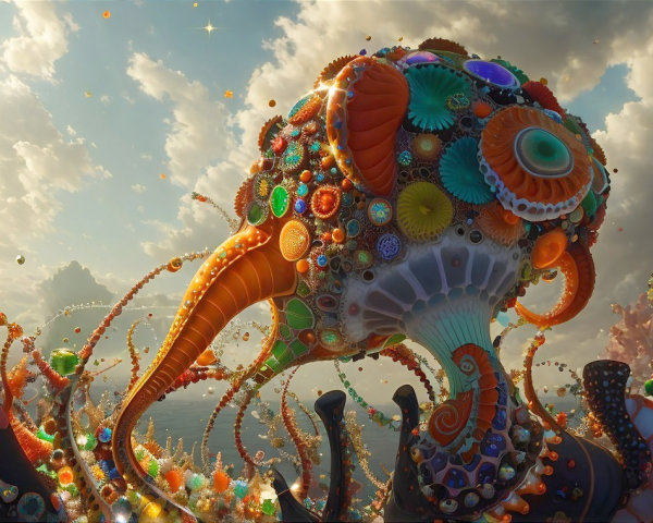 Surreal Underwater Scene with Vibrant Organic Shapes