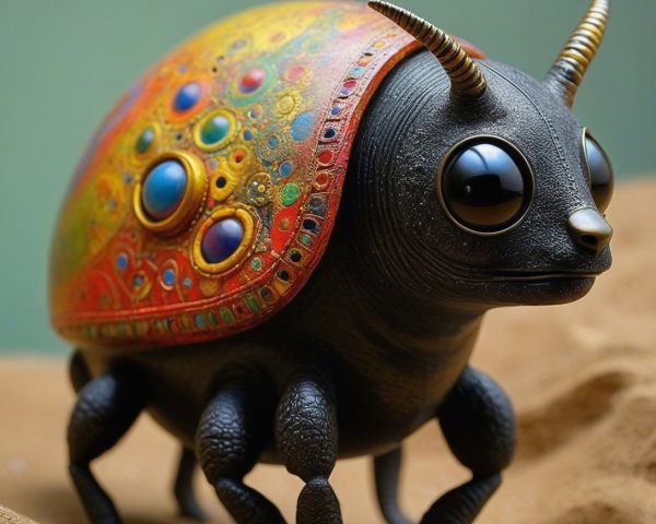 Whimsical Beetle Creature with Colorful Shell Design