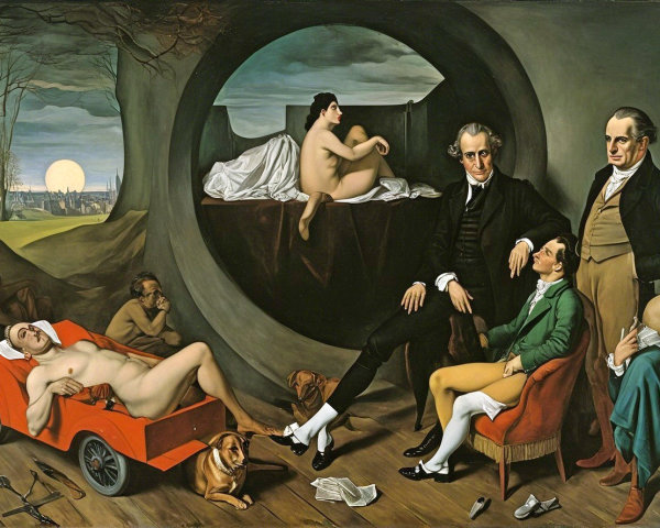 Surreal Painting with Classical and Modern Elements
