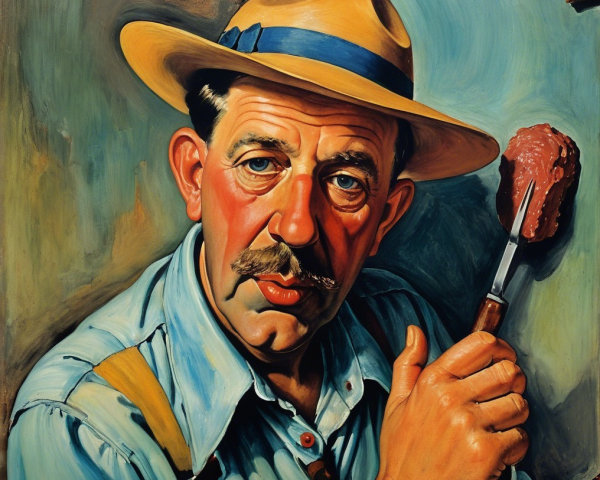 Close-Up Portrait of a Middle-Aged Man with Knife
