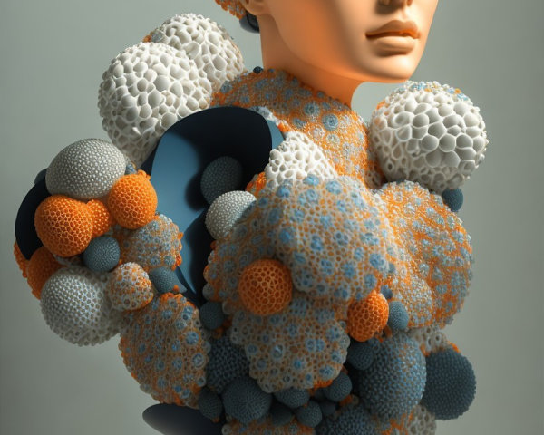 Abstract Sculpture with Colorful Textured Orbs