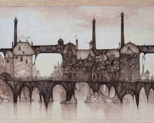 Whimsical Fantasy City Skyline with Diverse Architecture