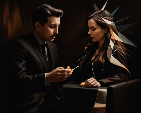 Intimate Moment Between a Couple at Modern Table