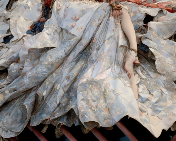 Aristocratic Woman in Elaborate Gown and Crowned Scepter