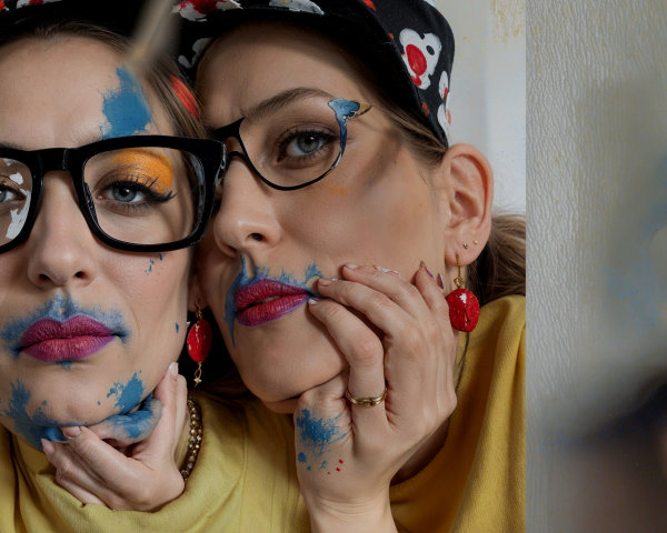 Women in Colorful Makeup with Oversized Glasses