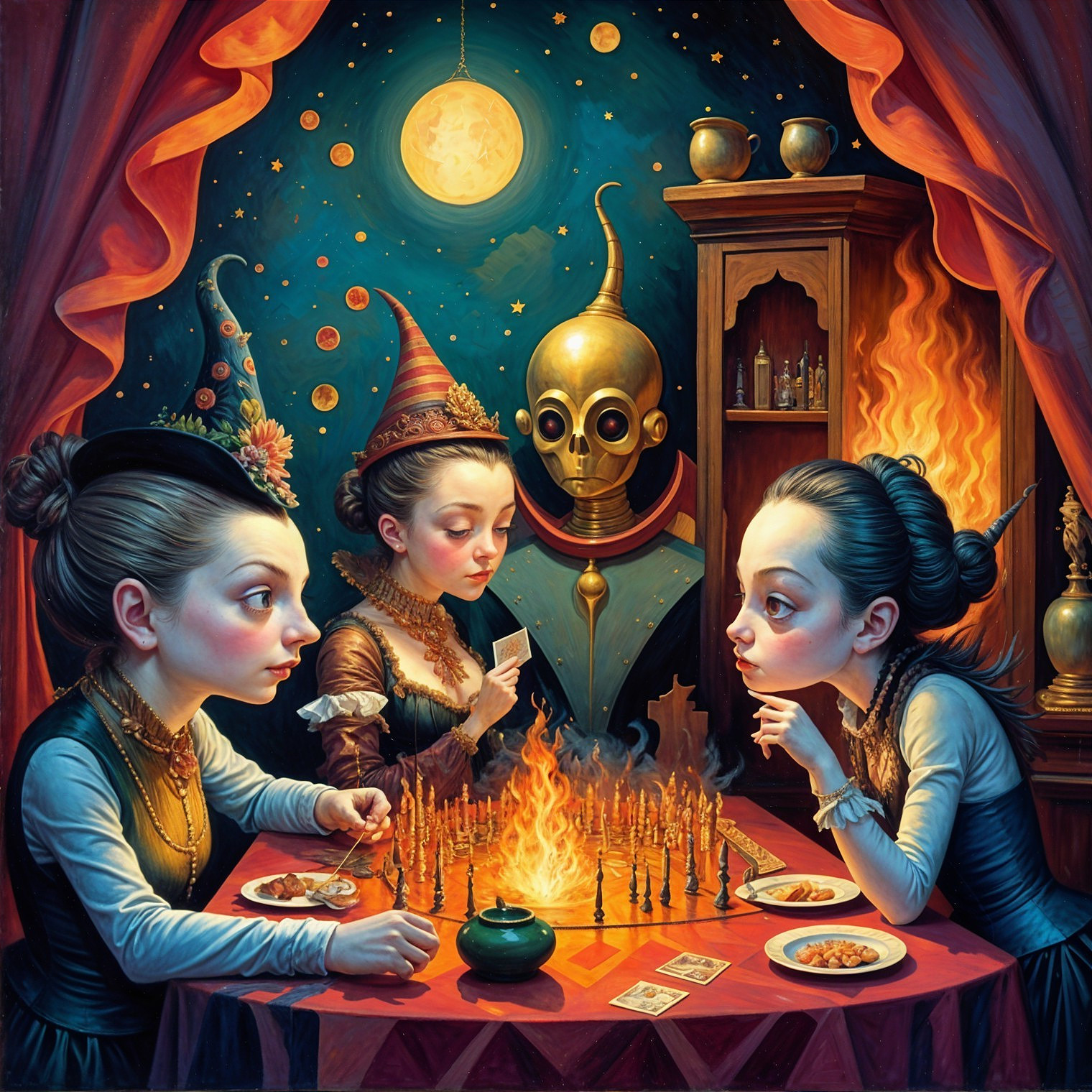 Whimsical Gathering of Girls in a Surreal Setting