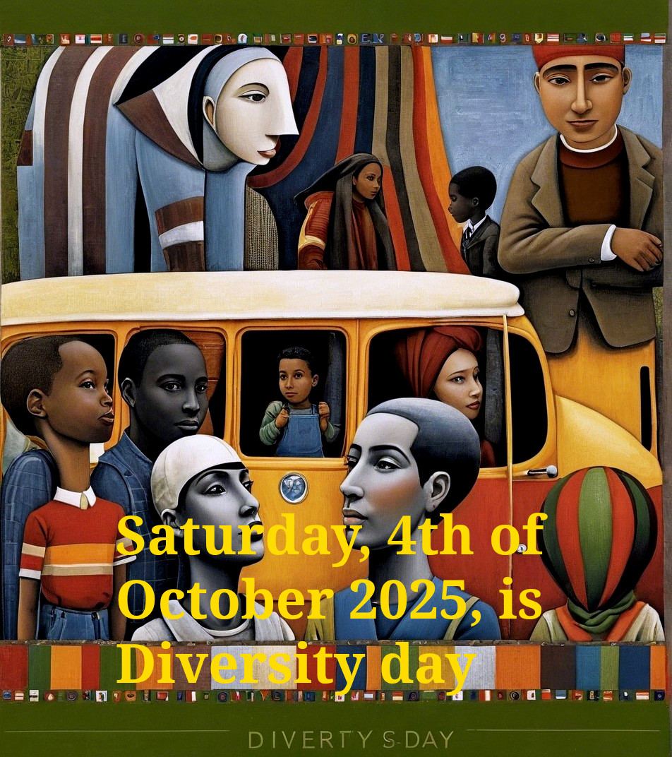 Vibrant Scene Celebrating Diversity Around Yellow Van