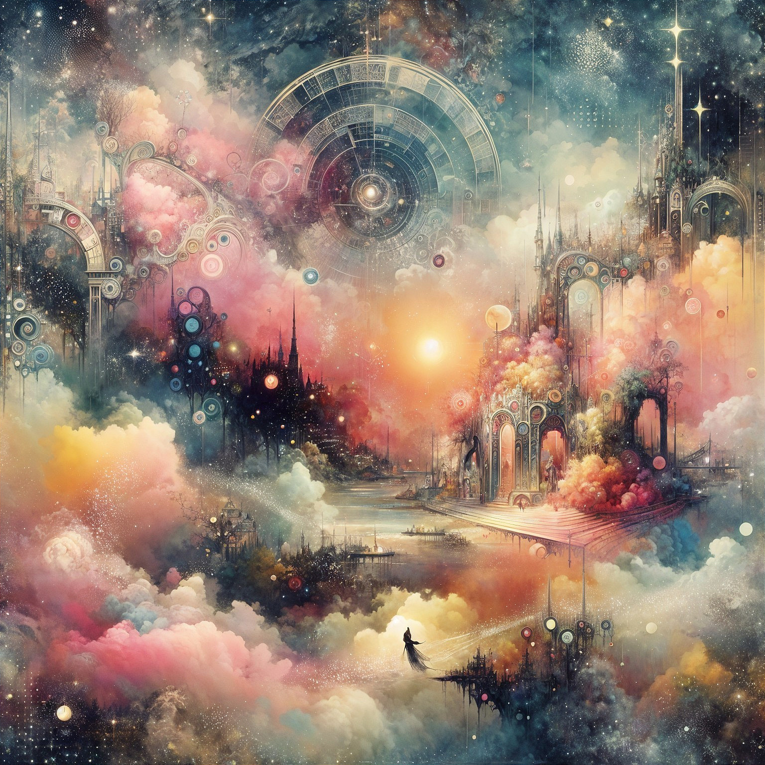 Surreal Landscape with Vibrant Colors and Patterns