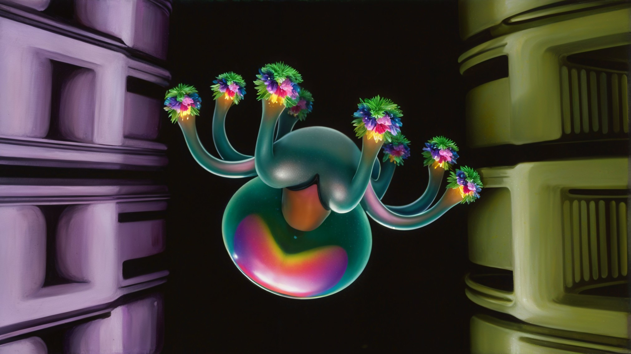 Surreal Jellyfish Creature with Colorful Tentacles