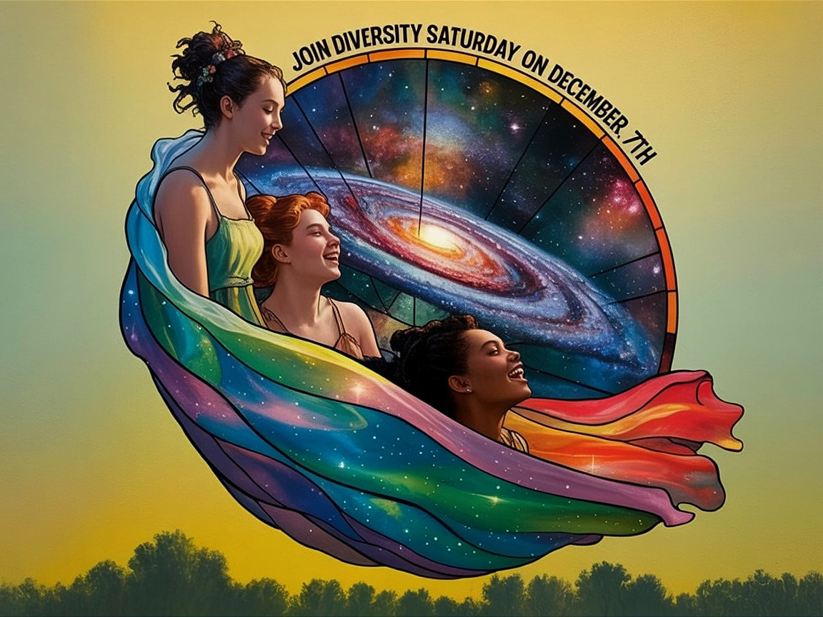 Vibrant Mural of Women in a Galaxy Landscape